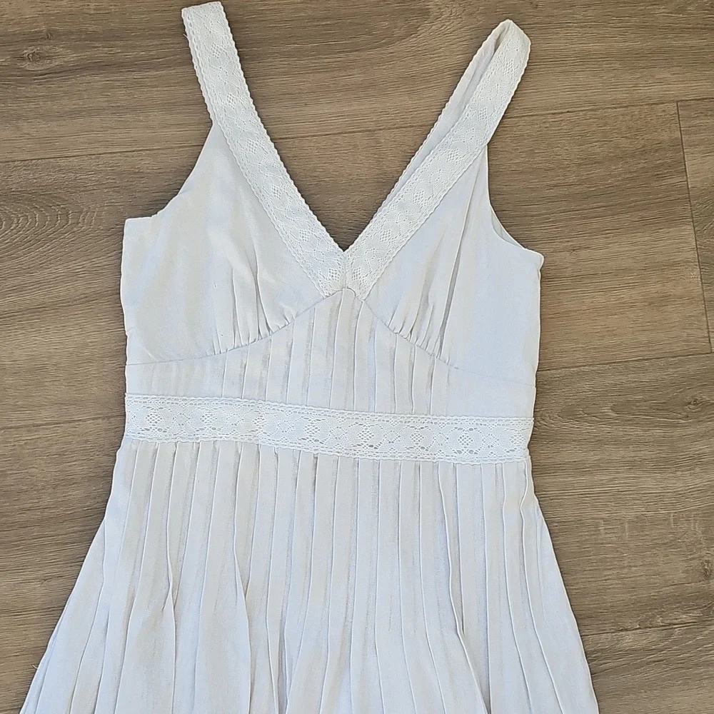 Taylor Linen Blend Midi Elegant White Sleeveless Dress Size 8 - Picture 2 of 9